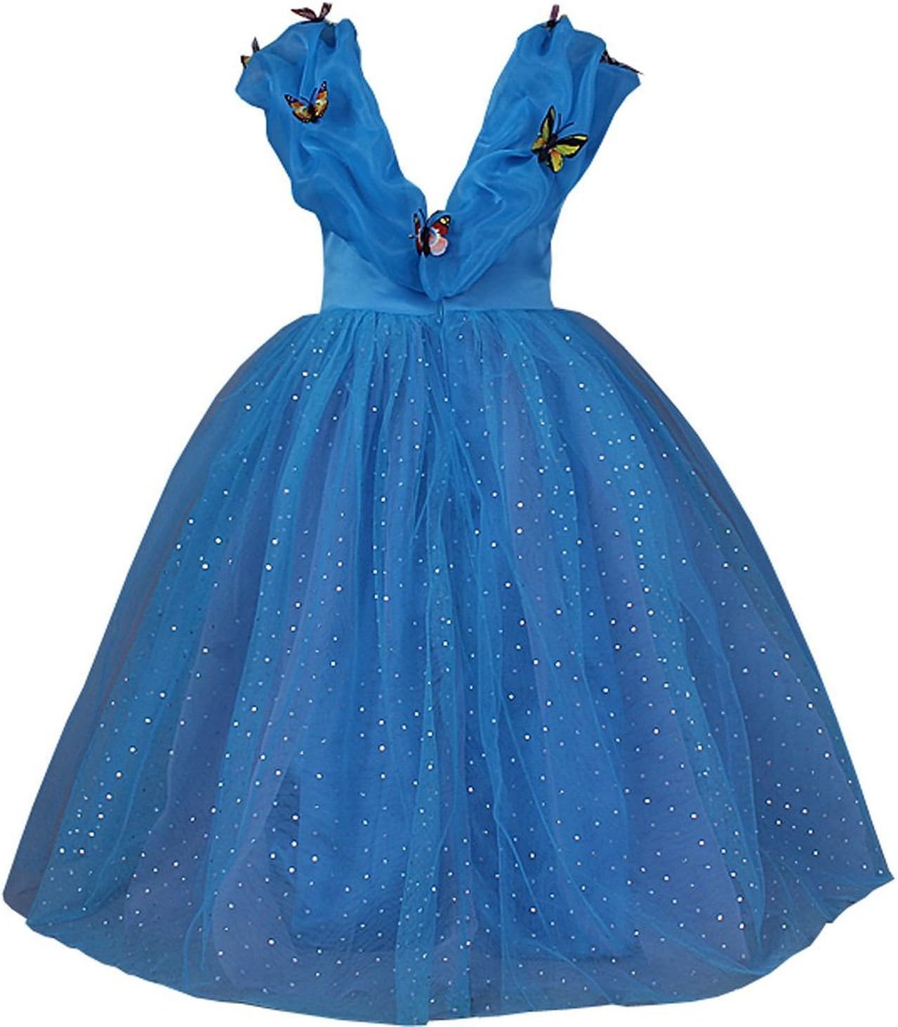 2015 New Cinderella Dress Princess Costume Butterfly Girl (6) Blue