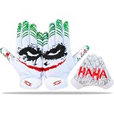 Joker Football Receiver Gloves White Youth Adult Unleash Venom with Jester | Stealth Elite Tacky Pro Grip Palms Men Kids Boys Small to XXL Sizes Battle College Lineman