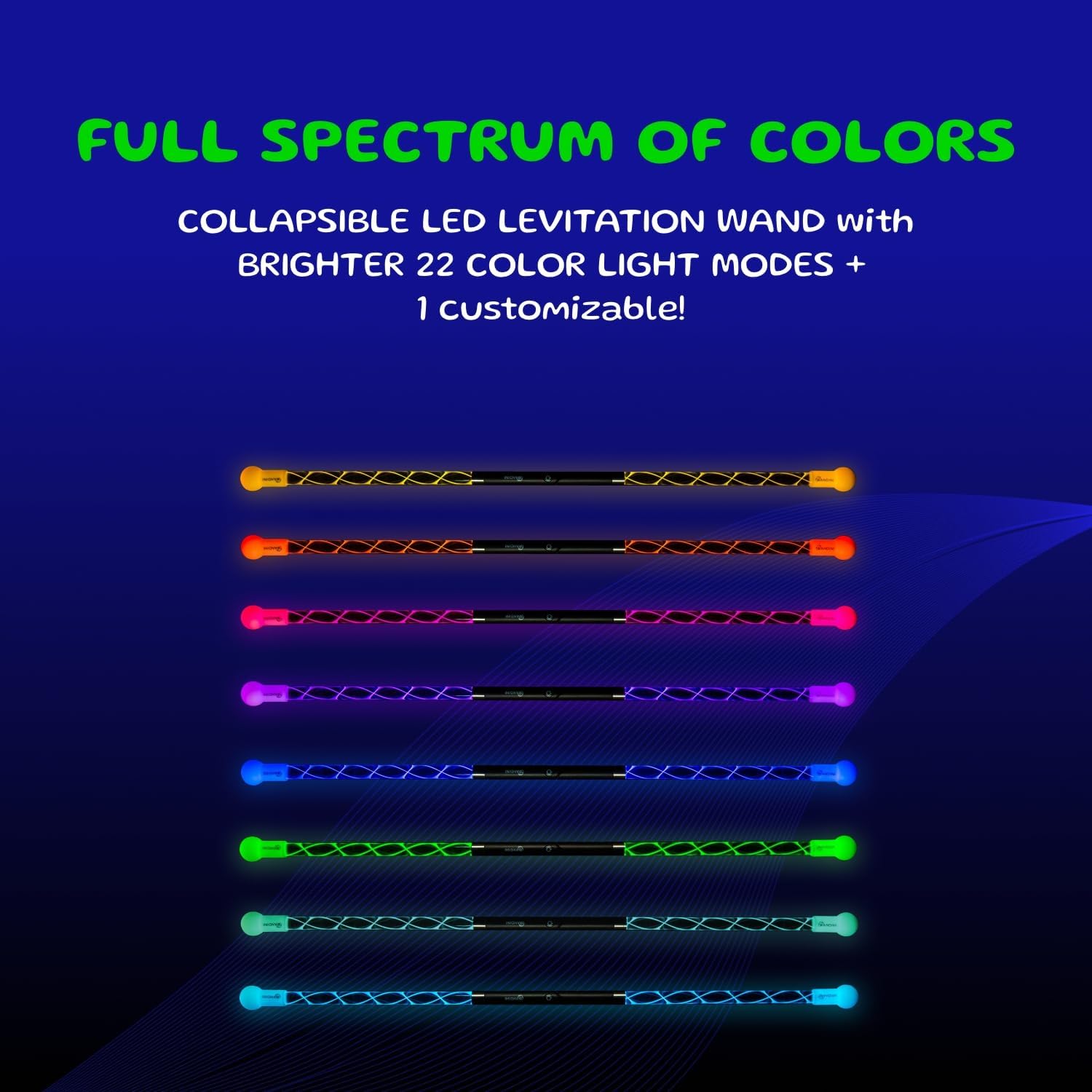 Glow.0 Magic Wand Collapsible LED Levitation Wand - USB Rechargeable Floating Wand - LED Light Wand with 22 Color Light Modes – Patented, Expertly Balanced LED Flow Wand Levitation Stick