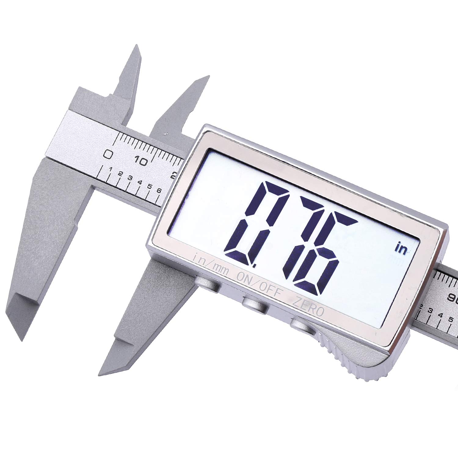 KATSU Digital Caliper 150mm 6 Inch, Large Display Imperial and Metric Units Fraction Conversion Carbon Fiber Electronic Vernier Measuring Tool in Plastic Storage Case 40141566