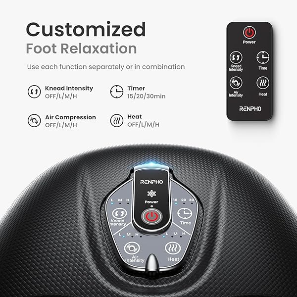 RENPHO FOOT MASSAGER MACHINE WITH HEAT [2026 UPGRADED], SHIATSU FOOT MASSAGER FOR PLANTAR FASCIITIS, VALENTINES DAY GIFTS FOR WOMEN, CORDLESS CONTROL, FSA ELIGIBLE HSA STORE ELIGIBLE, BK