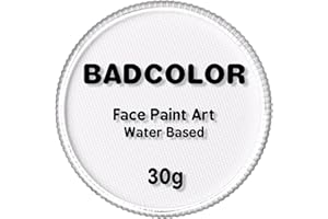 BADCOLOR Clown White Face Body Paint(30gm), Water Activated Face Painting Kit for Kids & Adults, Non-Toxic SFX Makeup Facepaint for Halloween Joker Skeleton Skull Vampire Cosplay Costume, Stage & Mime