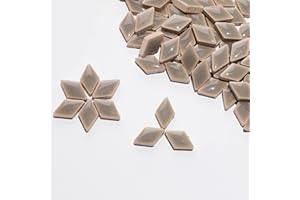 ARTLIFE HOME 100g / 140 Pieces Diamond Glass Mosaic Tiles for Crafts 1.6x0.9 * 0.4cm Ceramic Colorful Stained Glass Pieces for Mosaic Projects (Grey)