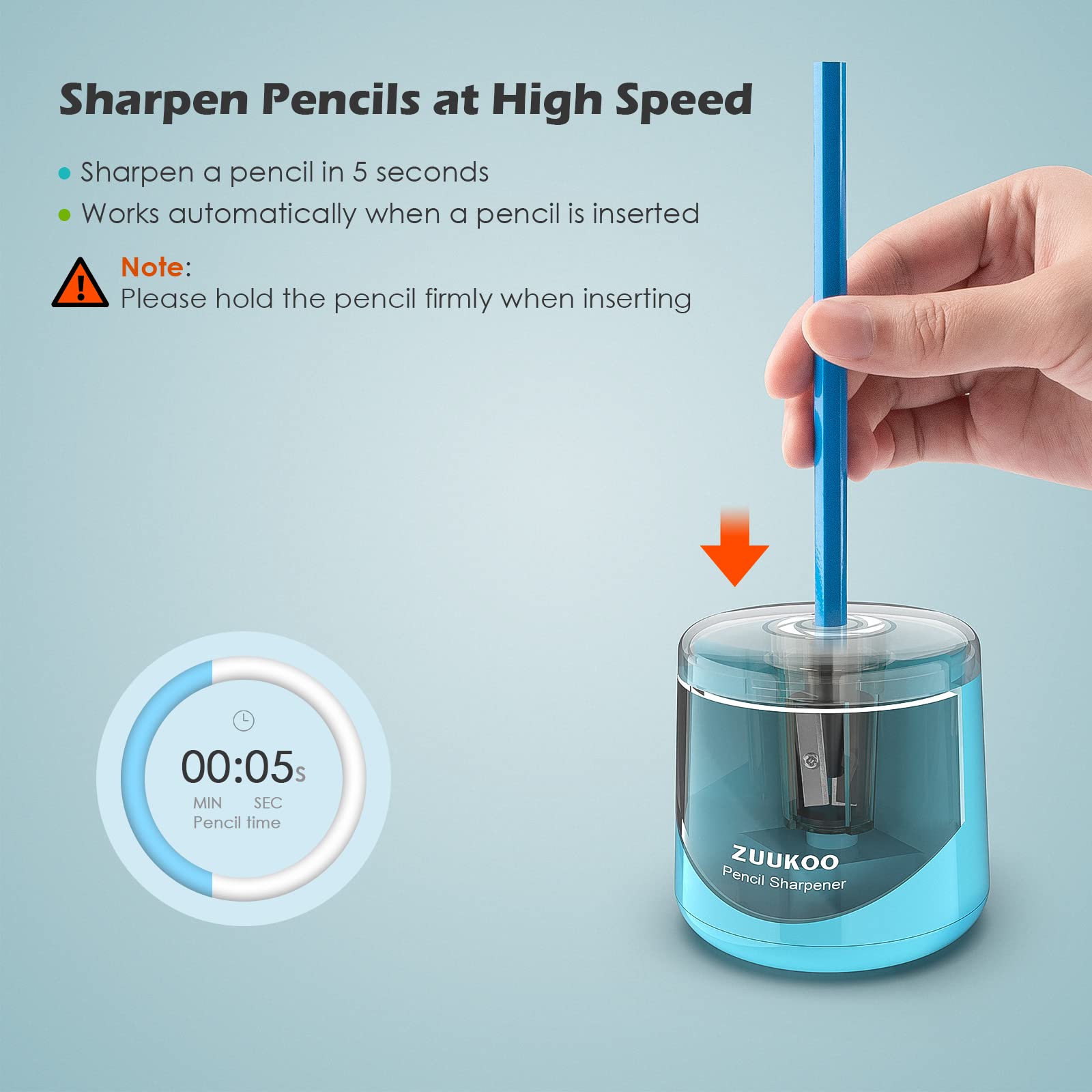 Electric Pencil Sharpeners, Battery Powered for Colored Pencils, High-Speed Operated Automatic & Manual Pencil Sharpener for Kids, Home School (blue1)