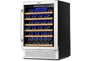 COLZER Premium 24 Inch Wine Cooler, 51 Bottle Wine Fridge with 2 Locks Humidity Control Intelligent Digital Upgrade Compressor Built in or Freestanding Wine Cellars for Home Office Bar