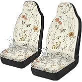 Temdrsuy Boho Car Seat Covers Cute - 2PCS Waterproof Front Seat Covers with Car Drying Towel, Airbag Compatible, Universal Fit for Most Vehicle Car Seat Protector for Women SUV Sedans Truck