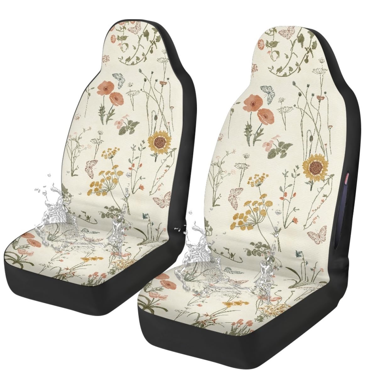 Photo 1 of Temdrsuy Boho Car Seat Covers Cute - 2PCS Waterproof Front Seat Covers with Car Drying Towel, Airbag Compatible, Universal Fit for Most Vehicle Car Seat Protector for Women SUV Sedans Truck