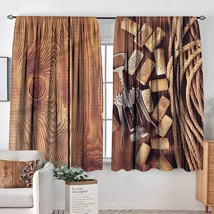Amazon Com Familytaste Winery Rod Pocket Indo Curtain Wooden