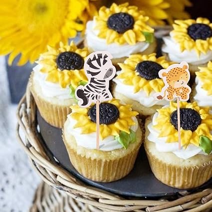 Basico Jungle Animal Cupcake Surpers Pics Anniversaire Decoration De Fete Enfants Bebe Douche Garcon Faveurs Gateau Decoration Amazon Fr Cuisine Maison