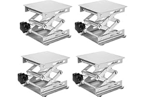Lifancy 4 Pack Laser Engraver Lab Jack, 4" x 4" Stainless Steel Scissor Lift, Table Jack with Adjustable Height 50-155mm, Max Support Weight 11lbs, Sliver