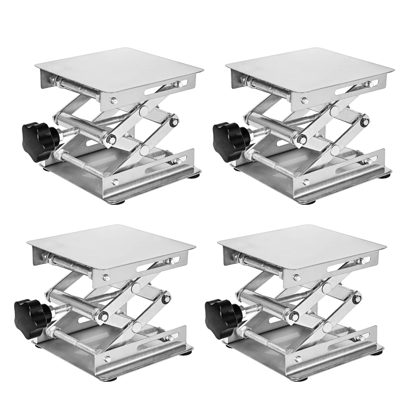 Photo 1 of Lifancy 4 Pack Laser Engraver Lab Jack, 4" x 4" Stainless Steel Scissor Lift, Table Jack with Adjustable Height 50-155mm, Max Support Weight 11lbs, Sliver