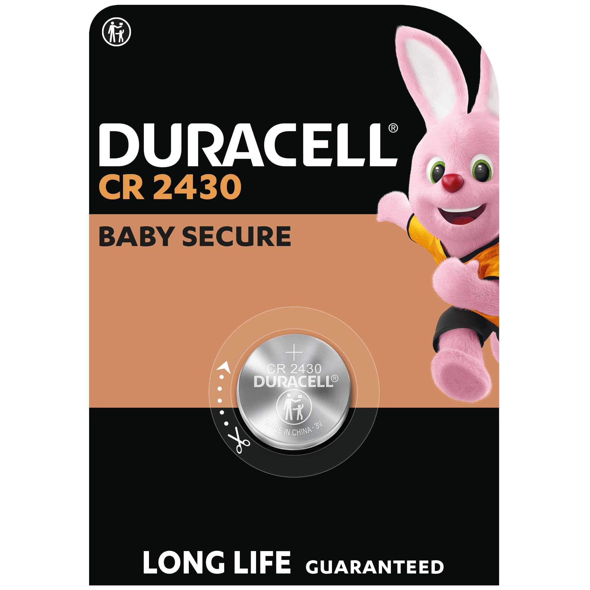 Duracell 2430 Lithium Coin Batteries 3V (1 pack)- Long life guaranteed - For Use in Key Fobs, Small Remotes, and Fitness Watches - Baby Secure Packaging - 10-Year In-Storage Guarantee
