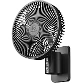 LEMOISTAR 8 Inch Small Wall Mounted RV Fan with Remote Control, 90&deg; Oscillating, 4 Speeds, 4 Timer, Adjustable Tilt, 70 Inch Cord, Quiet, for Corner Bedroom Home Office Garage-Black