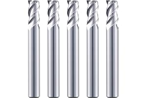 TURNEXTTE 5 pcs 5/16" Micrograin Carbide Square End Mill Set, 3 Flute DLC Coating End Mill Bits Set for Milling Aluminum Applications, for Roughing and Finishing, CNC Router Bits for DIYers & Professionals
