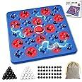 Magnetic Game Chess, Magnet Game, Board Games for Adults Kids Family Night, 2 in 1 Multiplayer Board Games, Magnetic Game with 36 Magnetic Pieces, Connect 5 Piece with 120 Plastic Pieces (Blue)
