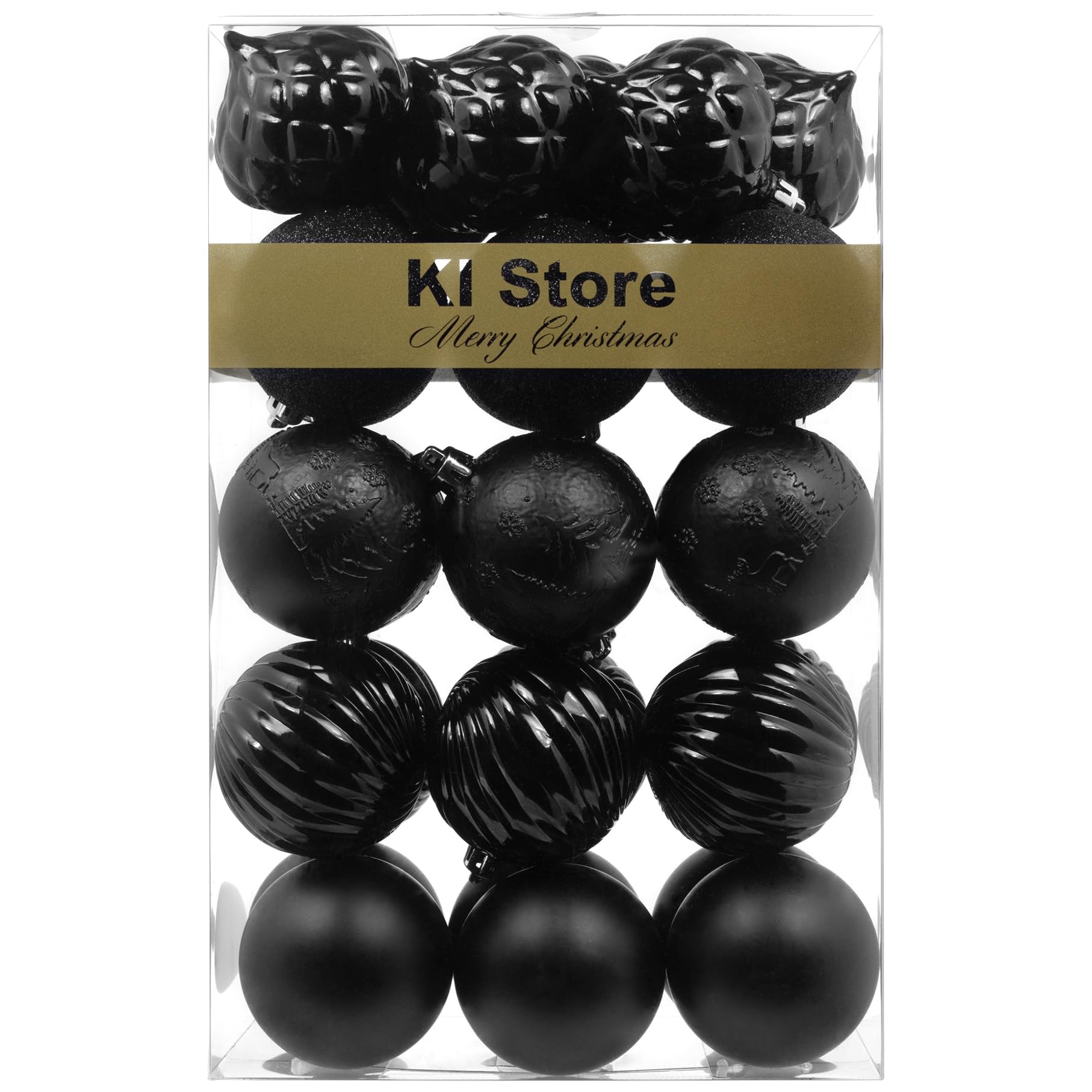 Black Christmas Baubles 60mm Christmas Tree Decoration Ornaments 30pcs Shatterproof Balls for Halloween Xmas Hanging Decorations Festival Holiday Decor