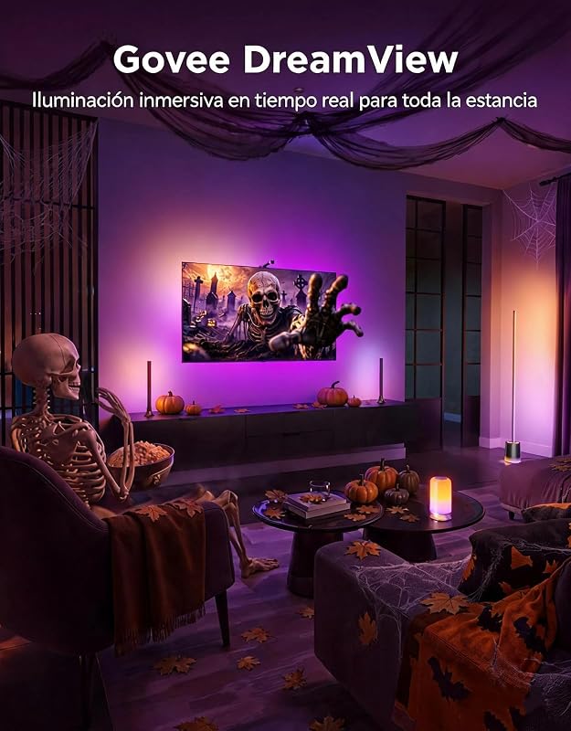 Govee led tv backlight lights 3 lite com função fish-eye, 3,6 m rgbicw wifi com câmera, 4 cores em 1 lâmpada, faixa de led adequada para tv de 55 a 65 polegadas, controle de voz e aplicativo