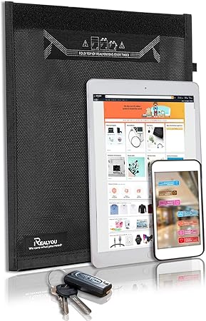 Amazon 電波遮断ケースポーチ 大きいサイズ 大容量ケース リレーアタック 防犯対策 スキミング防止 キーケース 電子キーカバー 電子キーカバー ダブル遮断生地構造 内蔵式キーホルダー 車盗難対策 Rfidブロッキング 電磁波 Wifiなど対応 小 28cm X 25cm キーケース