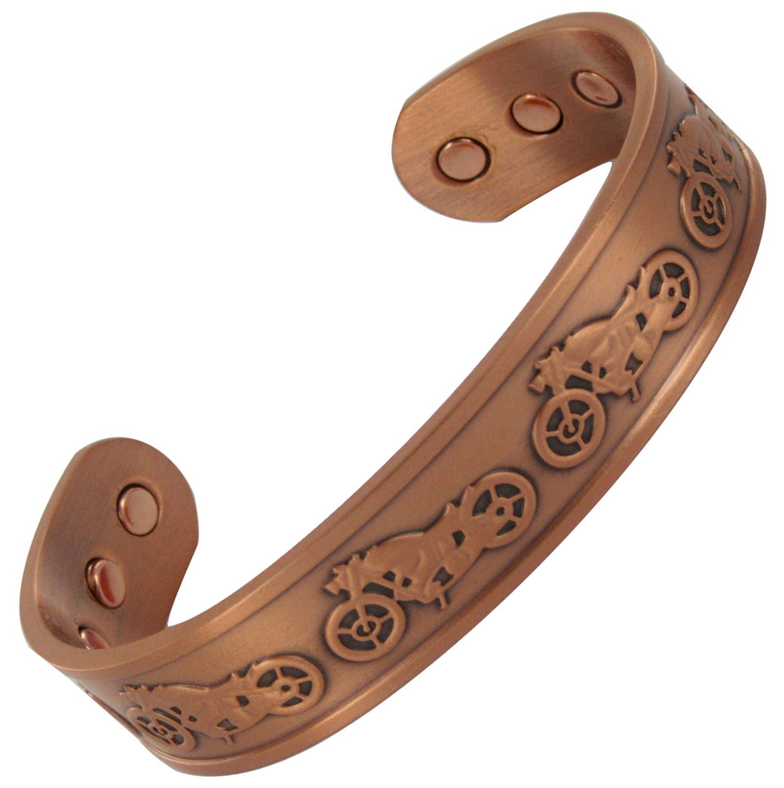 Stargems® PURE COPPER MAGNETIC BRACELET BANGLE 6 MAGNETS CELTIC MOTORBIKE DESIGN Cuff Wrist Band for Women Ladies or Mens + VELVET GIFT POUCH! (17.5)