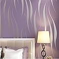 QIHANG 3D Stereoscopic Simple Striped Grass Leaf Thick Flocking Wallpaper Purple Color 0.53m x 10m=5.3m2