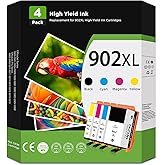 902XL Ink Cartridge 4-Pack Replacement For HP OfficeJet Printers - Black, Cyan, Magenta, Yellow