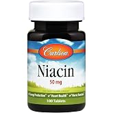 Carlson Niacin, 50 mg, Cholesterol Metabolism, Nerve Function, 100 Tablets | Energy Production