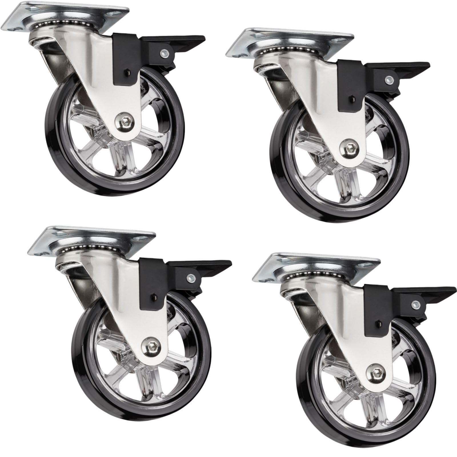 4 x SO-TECH® Swivel Castor Furniture Wheel Colour Transparent Brown Ø 75 mm with Brake