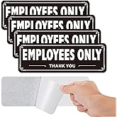Employees Only Sign 2pcs Stickers Metal Like Brushed Silver 9x2.5 Back Employee Only Signs For Doors