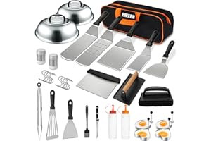 35PCS Griddle Accessories Kit, Flat Top Grill Accessories Set for Blackstone and Camp Chef, Grill Spatula Set with Enlarged S