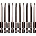 Sipery Torx Bit Set 10Pcs Tamper Proof Security Bit Magnetic Torx Star Screwdriver Set S2 Steel 1/4" Hex Shank T20 Security Screwdriver 3 Inch Long