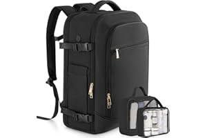 Rinlist Large Backpack for Men Women, Travel Backpack Flight-approved Personal Item Size, 40L Carry on Backpack Casual Daypack, Black