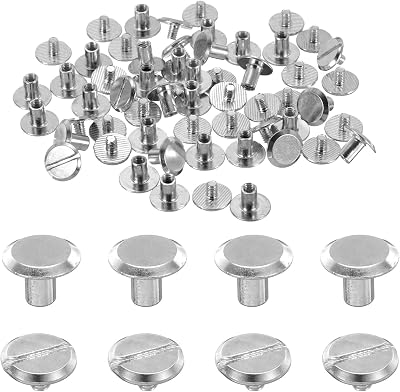 Sourcing Map 30 Set M4 x 6mm Chicago Screw Silver Tone Leather Rivets