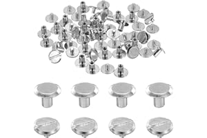 uxcell 30set M4 x 6mm Chicago Screw Metal Slotted Head Binding Screws Post Nail Rivet Stud Screw Rivets for DIY Leather Belt 