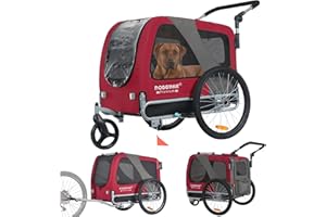 DOGGYHUT® Premium Large/XL Pet Bike Trailer & Stroller for Large Sized Dog or Multiple Small Dogs,Low Center of Gravity,Parking Brakes,Easy Folding Frame,Bicycle Carrier
