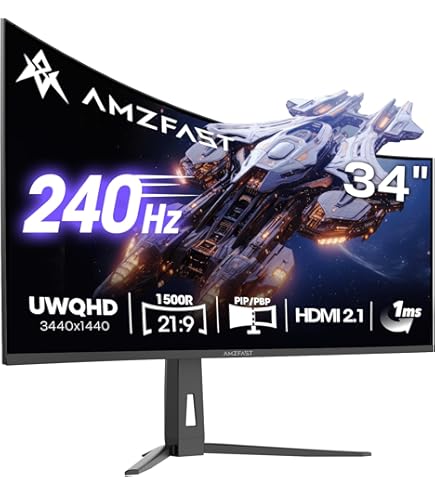 Amazon.com: Amzfast 34 Inch Curved Monitor 200Hz UWQHD (3440x1440