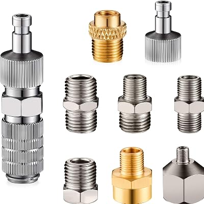 thumbnail image 2 of Professional 9-Piece Airbrush Adaptor Kit - Multi-Size Fitting Connector Set 2 of 6