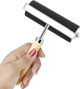 Kurtzy 10cm Rubber Printmaking Roller Lino Brayer with Wooden Handle view 3