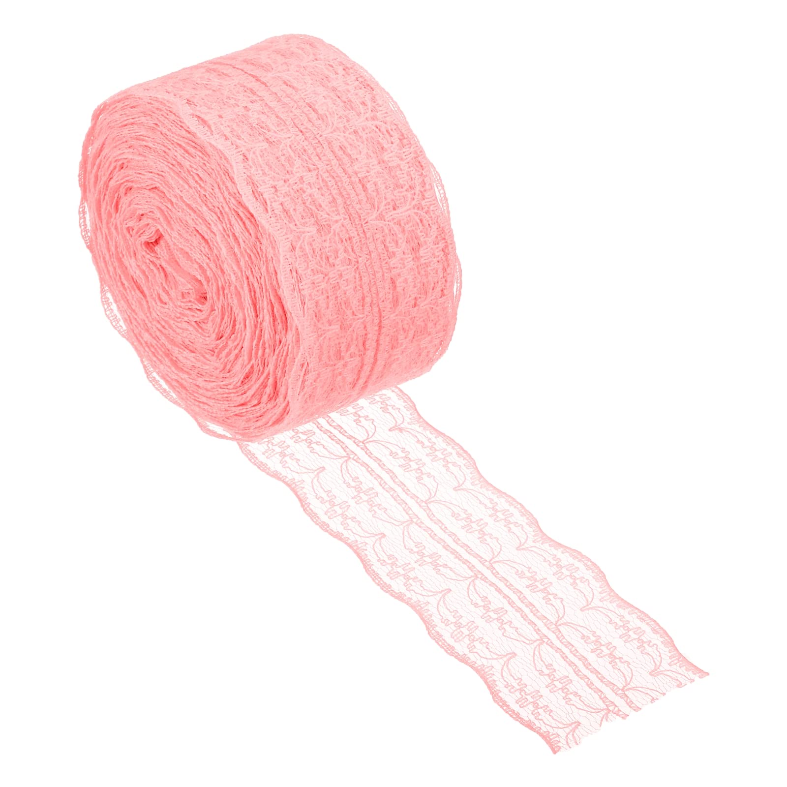 PATIKIL 1.8 Inch x 25 Yards Lace Trim Ribbon, Non-Stretch Lace Sewing Roll Gift Package Floral Wrapping for Party Home Decoration Dress Craft, Peach Beige