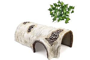 Cosyall Reptile Hide Large Caves Simulation Tree Hideout Snake Hide Leopard Gecko Terrarium Plastic Plant Leaves Ornament Habitat Shelter Decor for Lizard Hermit Crab Spider Frog Amphibians