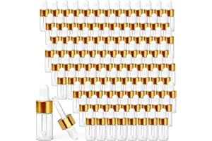 Asherxin 3ml Clear Glass Dropper Bottle with Dropper 100pcs small Dropper Bottle for Essential Body Oils with 2 Extra Glass M