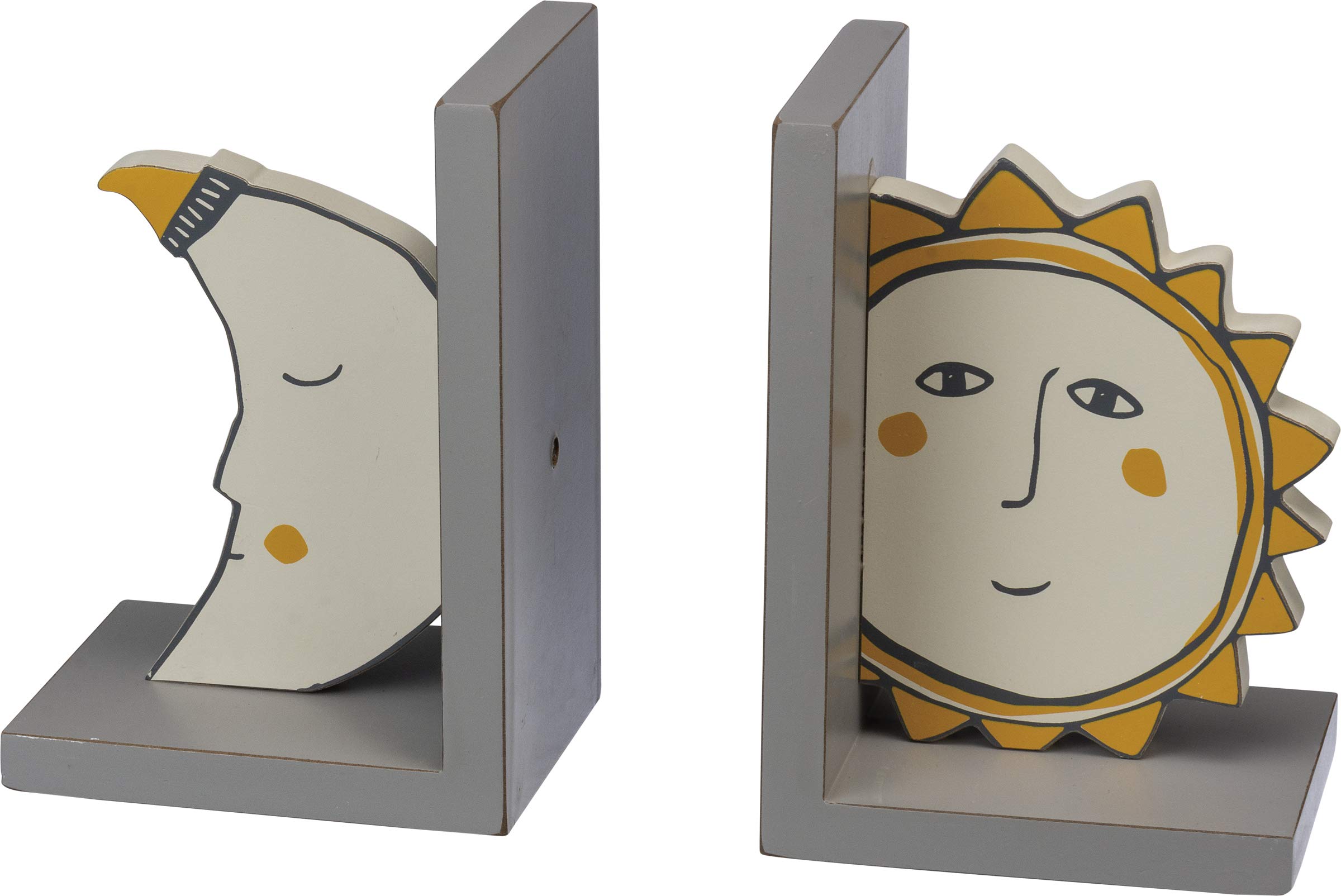 Primitives by Kathy Wood Bookends, Sun and Moon, 5" Length x 7" Height x 4" Width