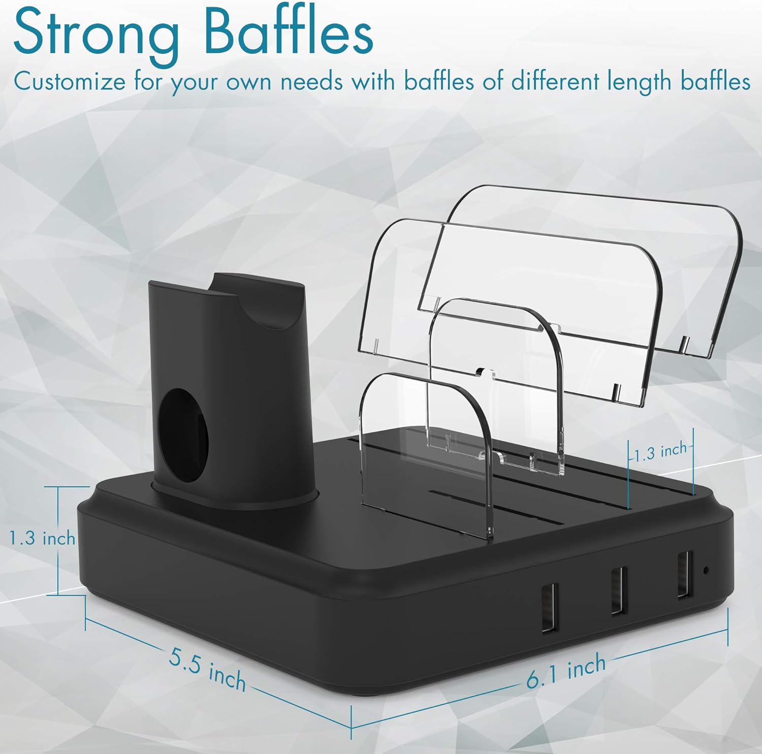 Charging Station for Multiple Devices, 5-Port Charger Organizer Dock with 4 Mixed Cables, USB Charging Station Compatible with iWatch, AirPods, Smart Phone(No Watch Charger): Electronics