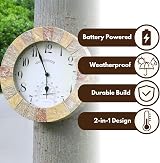 HomeZone 10" Garden Clock & Thermometer - Weather Resistant Quartz view 5