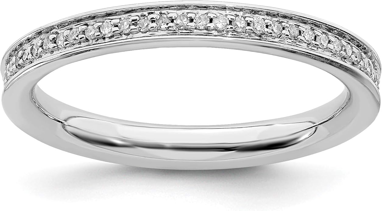 0.232ct 925 Sterling Silver Rhodium Plated Stackable