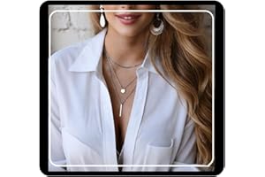 DoubNine Multilayer Necklace Gold Bar Pendant Simple Sequins Geometric Necklace Layered for Women (gold)