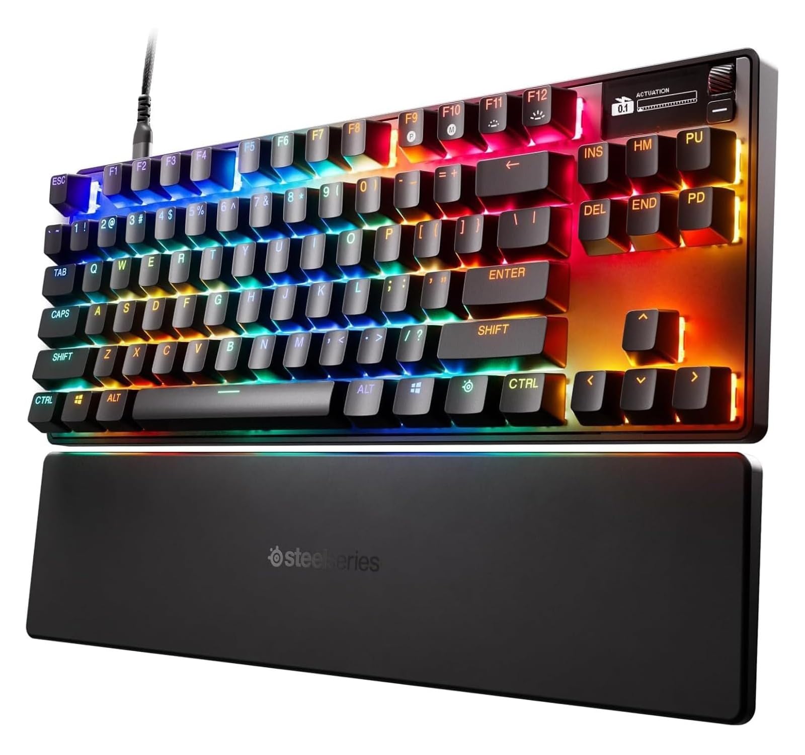 Photo 1 of SteelSeries Apex Pro TKL Gen 3 - HyperMagnetic Gaming Keyboard - OmniPoint 3.0 Switches - Adjustable Response - Rapid Trigger - Rapid Tap/SOCD - OLED - PBT Keycaps - USB-C - US Layout QWERTY