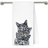 gsgfdshf Russian Blue Cat Kitchen Towels 16x24 in, Russian Gifts, Cat Lovers Mom Owner Gifts, Cute Kitty Kitten Decorative Hand Tea Dish Towels for Bathroom Kitchen