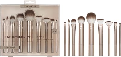 REAL Au Naturale Makeup Brush Kit 9 Piece Gold Premium