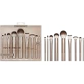 Real Techniques 9 Piece Au Naturale Makeup Brush Set, For Liquid, Cream, & Powder Eyeshadow, Foundation, Blush, Bronzer & Contour, Travel Friendly Brushes, Gift Set, Cruelty-Free Bristles