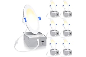 Ensenior 4Inch LED Recessed Slim Pot Light with Junction Box, 3000K/4000K/5000K Changeable, 9W 75W Eqv, Dimmable IC-Rated Cei